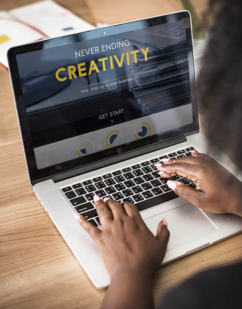 Woman working on a laptop